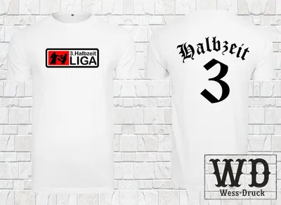 Produktbild von Wessdruck 3 Halbzeit Liga T-Shirt Weiß Schwarz 5XL