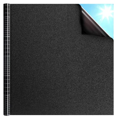 Produktbild von Verdunklungsfolie für Fenster, blickdichte Fensterfolie Schwarz 60x400cm, selbstklebende Tönungsfolie
