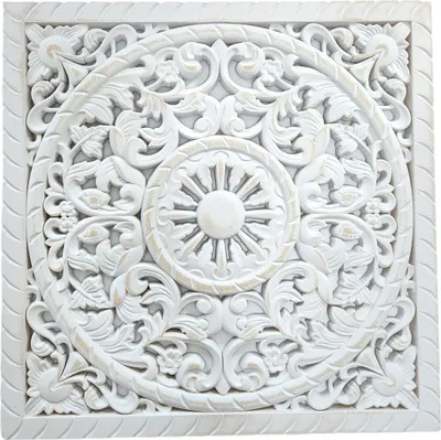 Produktbild von Wandornament Holz weiß 40 x 40 cm shabby Landhaus Ornament Holzornament Holzbild