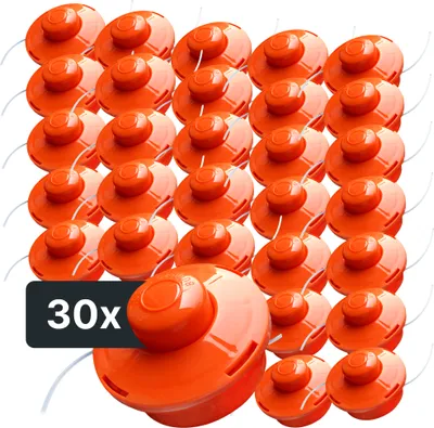 Produktbild von NEMAXX® FS1 Tap & Go Fadenkopf Tippautomatik Doppelfaden 30er-Set – Motorsense/Freischneider – M10x1,25 Linksgewinde, Schnittkreis 380 mm – Orange