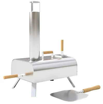 Produktbild von Outsunny Outdoor Pizzaofen Holzbefeuerter Pizza Ofen aus Edelstahl Backofen