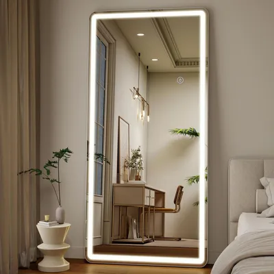 Immagine prodotto di Specchio a LED per il corpo intero, 195 x 85 cm, con controllo touch, 3 tonalità di luce, antiappannamento, colore bianco