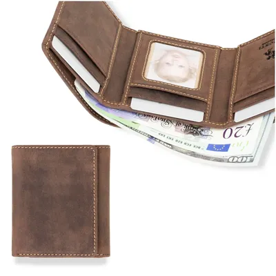 Obrázek produktu pro Pánská peněženka Visconti RFID z nubukové kůže světle hnědá 9,5x8 cm