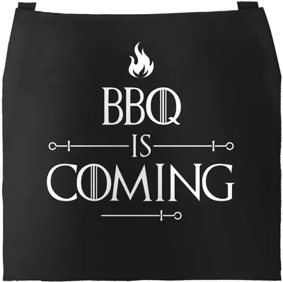 Produktbild von Grill-Schürze für Männer mit Spruch BBQ Is Coming Barbecue Grillen Spruch lustig Baumwoll-Schürze Küchenschürze Moonworks® schwarz unisize