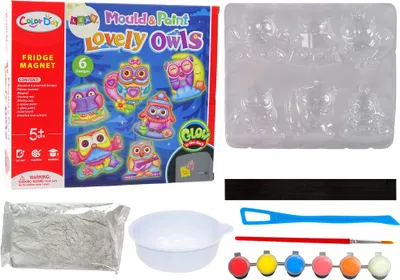 Produktbild von DIY Malset Glühende Eulen Gipsmagnete