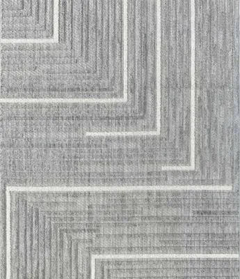 Produktbild von Grau Teppich Geometrisches Wohnzimmer Arbeitszimmer Kurzflor Weiß Linien