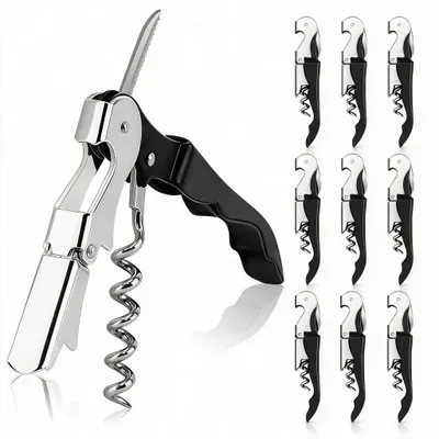 Korkenzieher-Set, 10 Stück, Edelstahl, Kellnermesser, 3-in-1