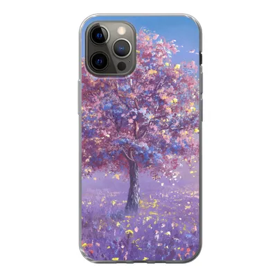 Produktbild von MuchoWow® Handyhülle Schutzhülle Hülle für iPhone 12 Pro Baum - Sommer - Rosa Silikon Softcase Handy Hülle - Abdeckung