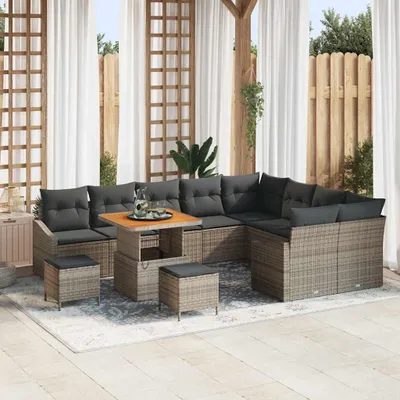 Produktbild von Maison Exclusive - Gartensofa-set mit Kissen 12 pcs Grau Poly-Rattan