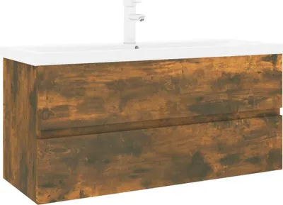 Produktbild von vidaXL Waschbeckenschrank mit Einbaubecken Räuchereiche Holzwerkstoff