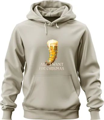 Produktbild von Ale I Want For Christmas Wikinger Trinkhorn Bier Geschenk lustig Uni Hoodie Kapuzenpullover, Natur, 3XL