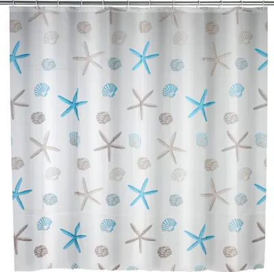 Produktbild von WENKO Badewannen Vorhang Bella Dusche inkl. Ringe 180 x 200 cm Seestern Muscheln