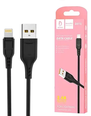 Zdjęcie produktu dla Kabel Usb Iphone Denmen Czarny 2.4A 1M D01L