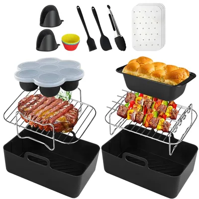 Obrázek produktu pro Příslušenství pro fritézu Ninja Dual, silikonová sada AF300EU/AF400EU, kompletní sada o průměru 20 cm, vhodná do myčky, robustní a zajišťuje zdravé vaření