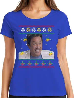 Produktbild von Santa - Ugly Christmas Sweater Weihnachten Damen T-Shirt, Blau, L