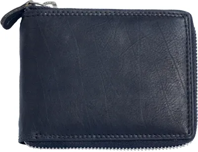 Produktbild von Herren Schwarzes Leder Portemonnaie Kabana mit Metall-Reißverschluss um