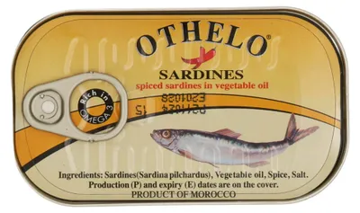 Produktbild von Sardinen Othelo | Fisch | scharf | eingelegt in vegetarischem Öl | 125 g