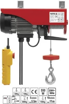 Zdjęcie produktu dla Yato YT-5902, Linowy, 12 m, 150 kg, 300 kg, 11 m, 5 m