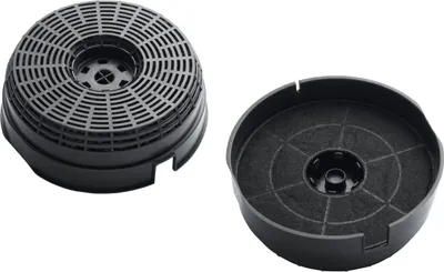Two charcoal filters for a range hood, shown from different angles.