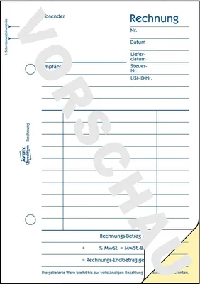 Produktbild von Formularbuch Rechnung A6 hoch selbstdurchschreibend VE=20x2x40 Blatt