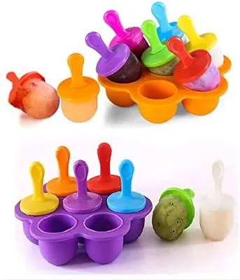 Produktbild von Eisformen Silikon, 2 Stück Eis am Stiel Silikon, Mini Eisformen, Eisförmchen Popsicle Formen (Lila Orange)