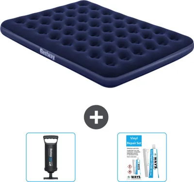 Produktbild von Bestway Luftmatratze – 2-Personen – 152 x 203 x 22 cm – Blau – im Lieferumfang enthalten Zubehör