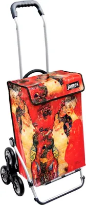 Produktbild von James Einkaufstrolley - KLIMTGIRLS - stabiler Einkaufswagen mit individuellem Design - einfarbig: rot in Ausführung: Royal-Treppensteiger
