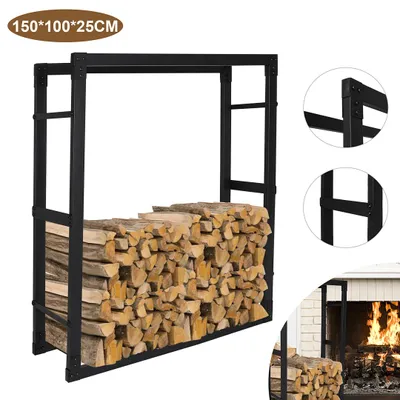 Produktbild von Eikuavons Kaminholzregal Brennholzständer 150*100*25CM wetterfestem Metall Brennholz Brennholzregal
