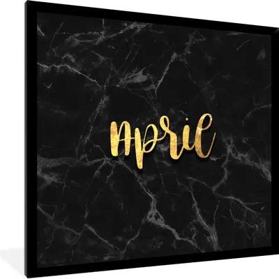 Produktbild von MuchoWow® Gerahmtes Poster Zitat - Kalender - April - Gold 40x40 cm - Poster mit Schwarzem Bilderrahmen Wandposter Rahmen Foto Bilder - Mit Rahmen - Wanddekoration Schlafzimmer