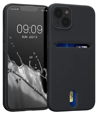 Produktbild von kwmobile Hülle kompatibel mit Apple iPhone 13 - Handyhülle mit Kartenfach in Schwarz