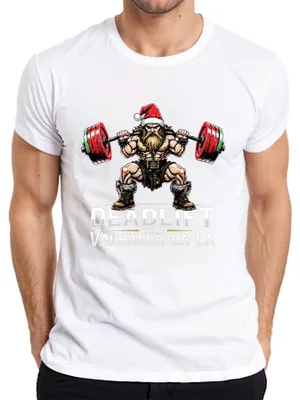 Productafbeelding van Deadlift Till Valhalla La La Wikinger Heren T-shirt, wit, maat L