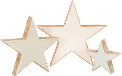 Produktbild von 3er Set Sterne 15-30cm Mango Holz Natur Braun Weihnachtsdeko Tischdeko Deko