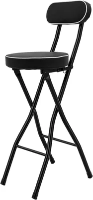 Produktbild von Barhocker faltbar 2er Set, Hochstuhl Campingstuhl mit Rückenlehne 125kg | Faltbarer Barhocker, X-förmiger Stahlrahmen, 50 mm dickes Polster, 125 kg Traglast, Sicherheitsverriegelung