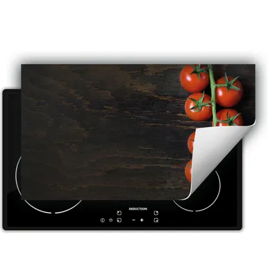 Produktbild von DarHaus Herdabdeckplatte 90x52 cm Anti Rutsch Matte Aufrollbar, Tomaten - Holz