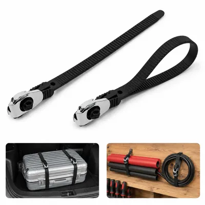Produktbild von Heavy Duty Kabelbinder wiederverwendbar 31cm, Ratschenverschluss mit Edelstahl Schnalle, UV-beständige verstellbare Befestigungsbänder 2er Set