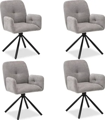 Image de Chaise de Salle à Manger Lot de 4 Moderne Tissu Gris Design Chaises de Cuisine Chaises pas Cher Fauteuils Rembourrée