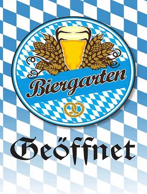 Produktbild von vianmo Holzschild 40x30 cm Biergarten Bier Brezel Bayern