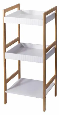 Obrázek produktu pro HOWHOMELY | Koupelnová police – stojací police – béžová – 36 x 33 x 80 cm – koupelnová police – se 3 policemi – koupelna