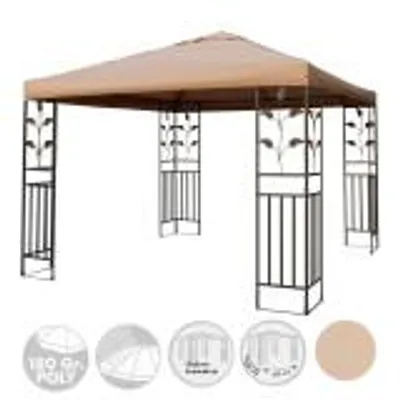 Produktbild von Metallpavillon 3x3 m Pavillon Pergola Gartenpavillon Partyzelt Festzelt stabil taupe