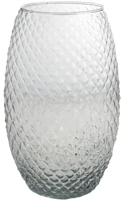 Glasvase, diamantförmig, 13x13x26 cm, klar