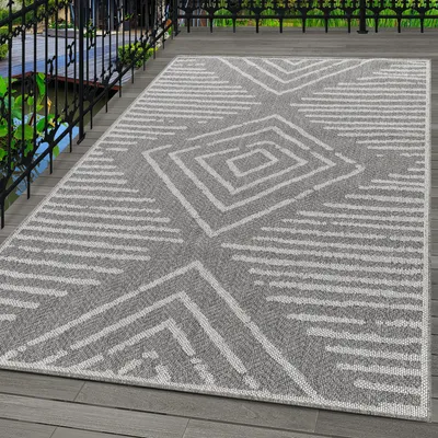 Produktbild von Carpetsale24 Outdoor Teppich Wetterfest Innen & Außenbereich Modern Design Küchenteppich Balkon Terrassen Flachgewebe Wetterfest Grösse 160x230 cm