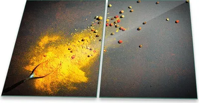 Produktbild von Herdabdeckplatten Glaskeramik Spritzschutz Glas Universal 2teilig 2x40x52 Gewürze Gelb