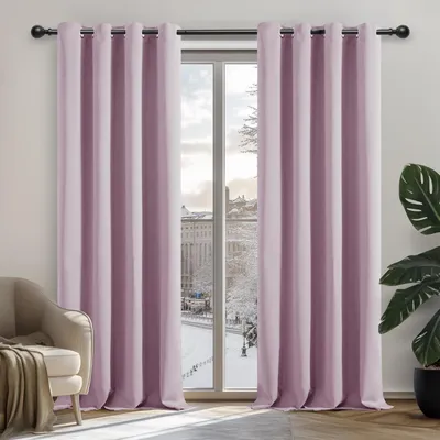 Obrázek produktu pro Zatemňovací závěs, ochrana proti chladu, růžová barva, rozměry 160x132 cm, sada 2 kusů, vhodný do ložnice a obývacího pokoje