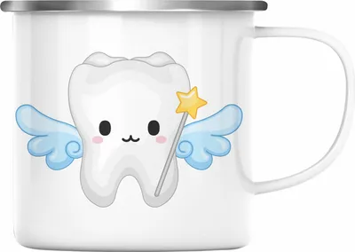 Produktbild von Trendation - Zahnfee Becher Kinder Zahnmedizinische Fachangestellte Emaille Tasse Geschenk Lustig Praxis Geschenkidee Zahnarzthelferin Zahntechnikerin Zahnärztin Lustiger Spruch (Silber)