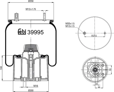 Produktbild von FEBI BILSTEIN Luftfederbalg 39995 144mm 258mm