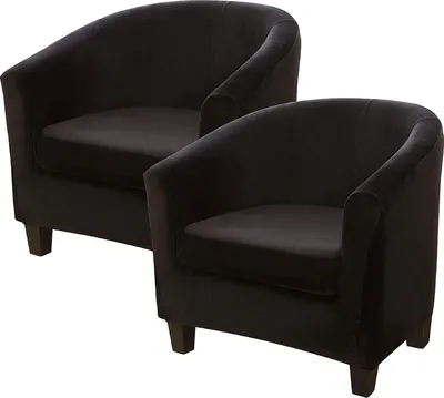 Obrázek produktu pro Topchances 2 kusy kryt židle Club Chair Slipcover, Velvet Tub Chair Sofa Cover pro Cafe Chair Club Chair Lounge Chair Cocktail Chair (Black)
