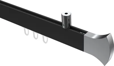 Produktbild von Interdeco Innenlaufstange / Gardinenstange mit Innenlauf Schwarz / Chrom, Typ Sonius Conex (Rundung) Deckenmontage, 14x35 mm 1-läufig, 220 cm