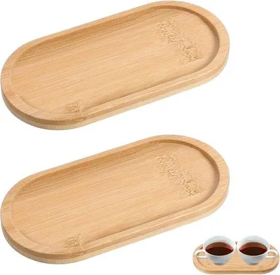 Immagine prodotto di Vassoio ovale in legno, piccolo, 17x8 cm, per tè e caffè