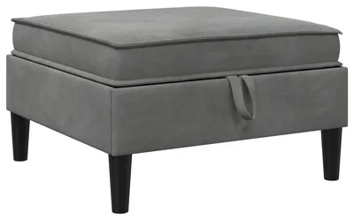 Image de Pouf avec Rangement Gris foncé Velours