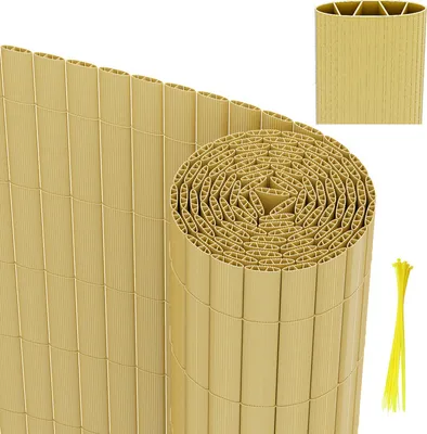 Zdjęcie produktu dla Ogrodzenie z PVC, mata osłonowa, ogrodzenie ogrodowe, osłona przed wiatrem na balkon i taras, bambus 80 x 300 cm
